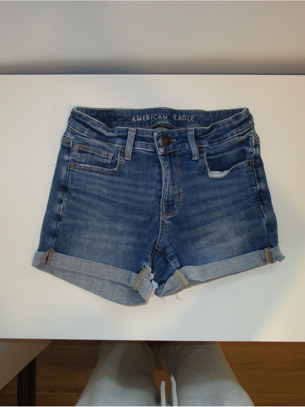 American Eagle Outfitters Light Blue Cuffed Denim Shorts